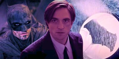 L to R: Robert Pattinson as The Batman, as Bruce Wayne, and the Bat-signal from 'Batman v Superman'