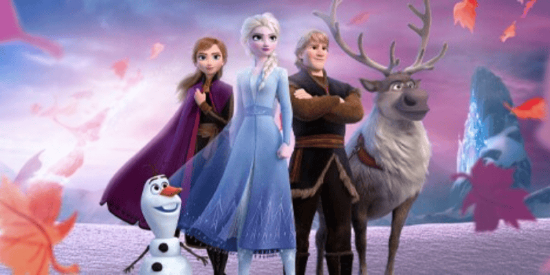 Elsa, Anna, Kristoff, Sven, and Olaf in 'Frozen 2'