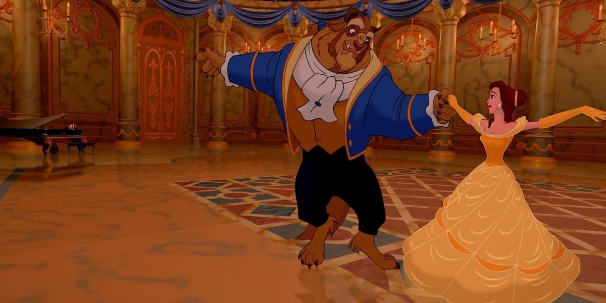 Belle and the Beast dancing in 'Beauty and the Beast' (1991)