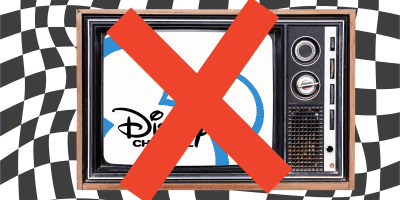 disney channel on television with giant x over the logo