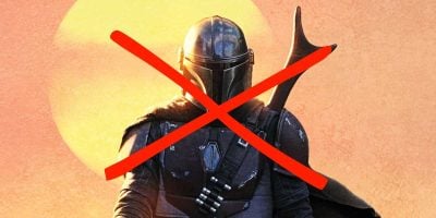 The Mandalorian with a red 'X' overlay