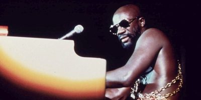 Isaac Hayes plays the piano in 1973.
