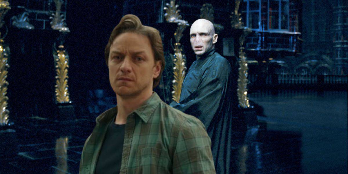 James McAvoy in front of Lord Voldemort