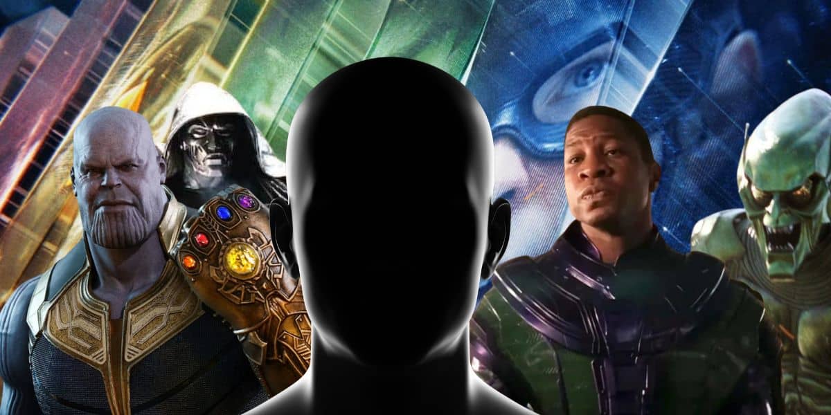 Thanos, Doctor Doom, Kang, and the Green Goblin ringed around a mysterious new Marvel villain.
