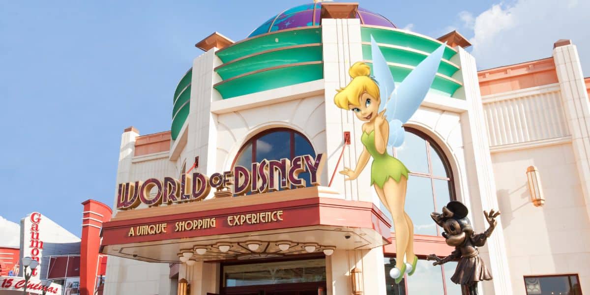 Tinker Bell in front of World of Disney store at Disneyland Paris