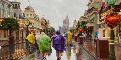 Guests visit the Magic Kingdom on the day Hurricane Milton hit the area