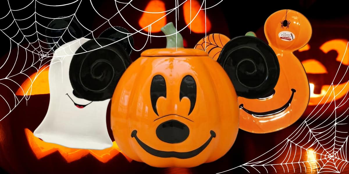 Discover enchanting Disney Halloween Home Decor with three ceramic decorations: a pumpkin, ghost, and a pumpkin with mouse ears. Perfect for adding spooky charm to your space, the cobweb design adds a magical touch. Shop now to bring home this festive trio!