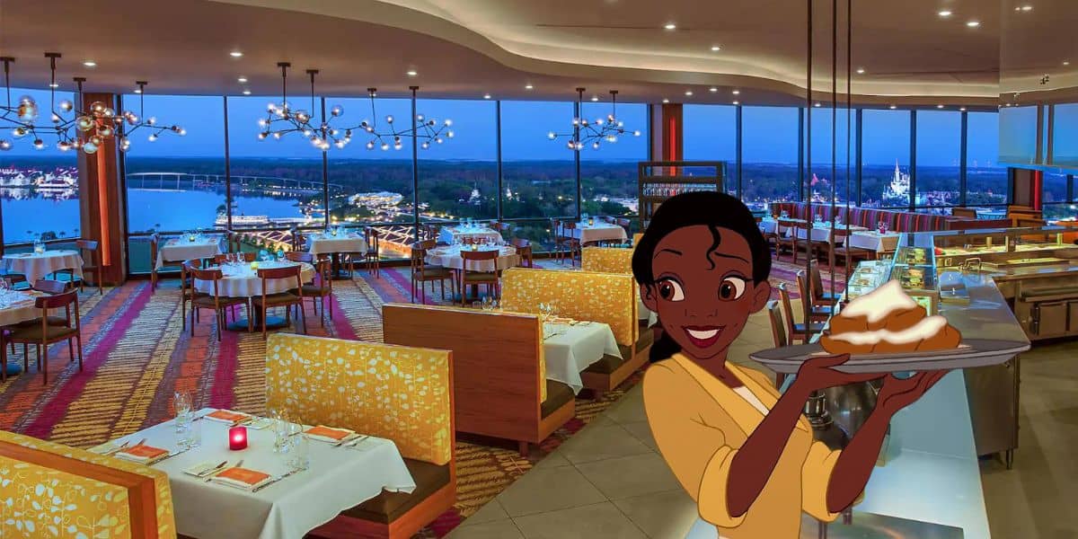 An image of Tiana from The Princess and the Frog over an image of California Grill