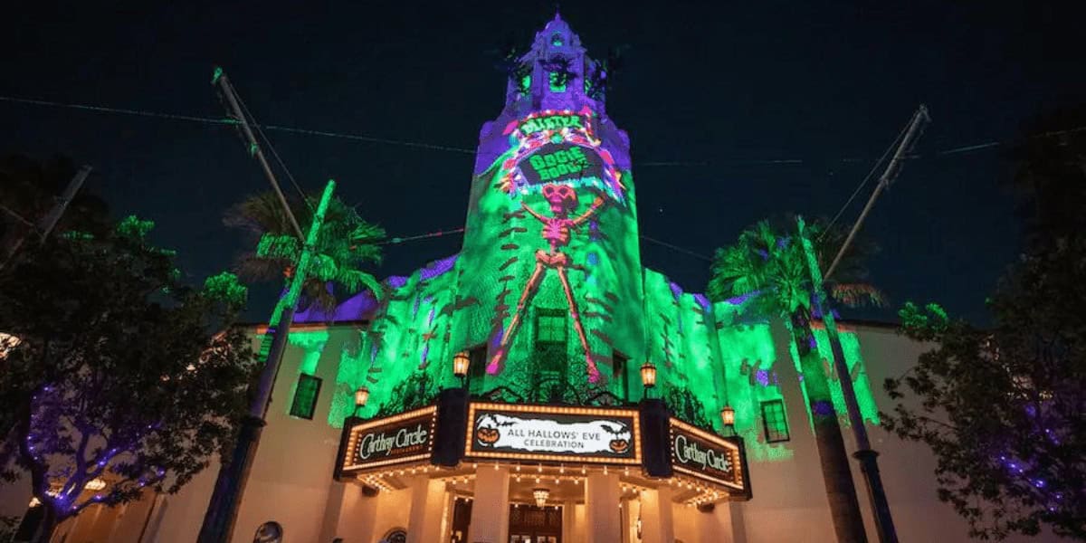 The front of Carthay Circle Restaurant during Oogie Boogie Bash at Disney California Adventure