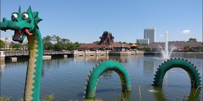 LEGO dragon at Disney Springs in this Walt Disney World location.