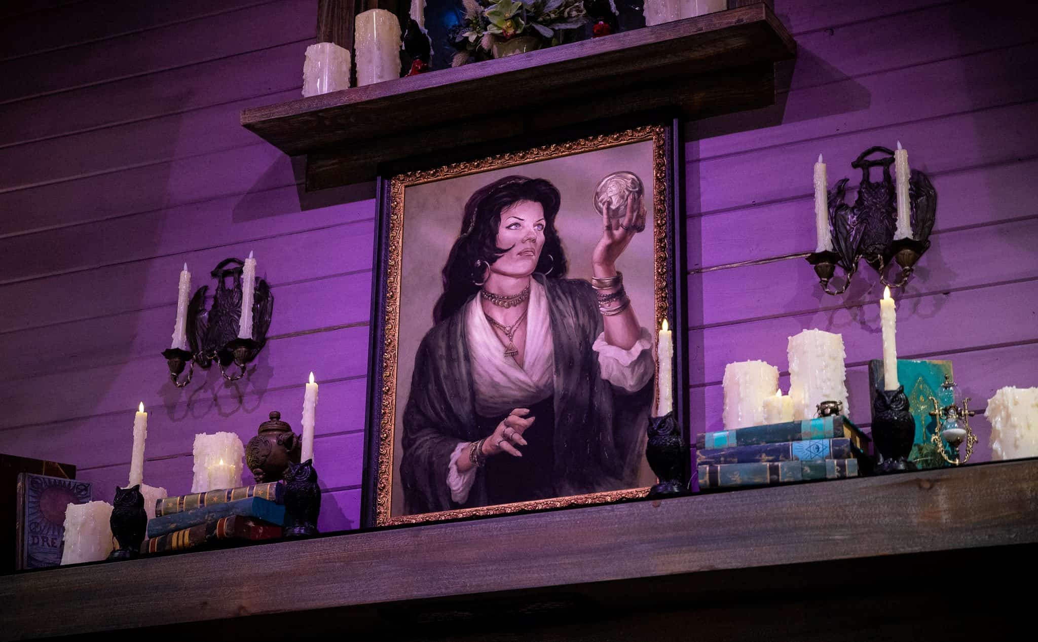 Painting of Madame Leota that hangs in Madame Leota's Somewhere Beyond Shop in Disneyland