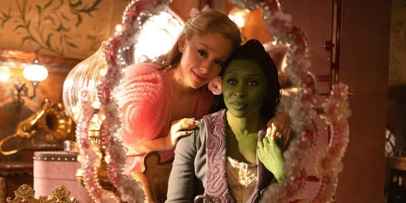 Cynthia Erivo as Elphaba and Ariana Grande as Glinda in Wicked