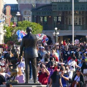 Crowds on Main Street, U.S.A. in Magic Kingdom at Disney World