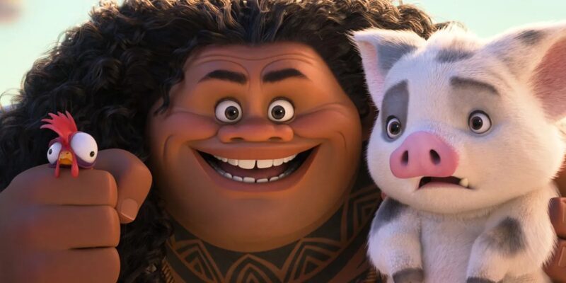 Maui with Pua and Hei Hei in Moana 2