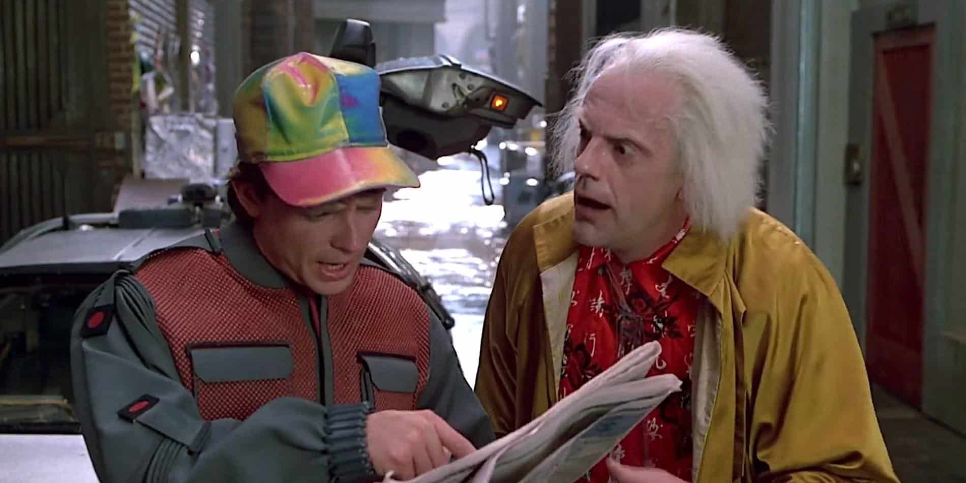 Christopher Lloyd and Michael J Fox in Back to the Future Part II