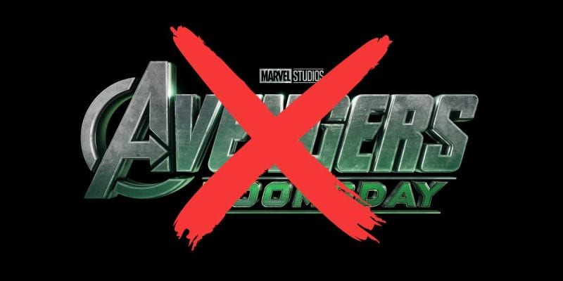 'Avengers: Doomsday' logo with red 'X' overlay