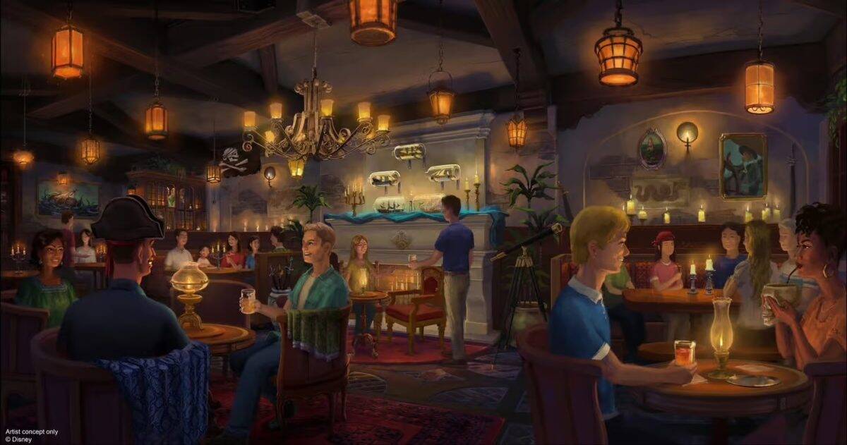 Concept Art for the Captain's Quarters in the Pirates of the Caribbean Lounge