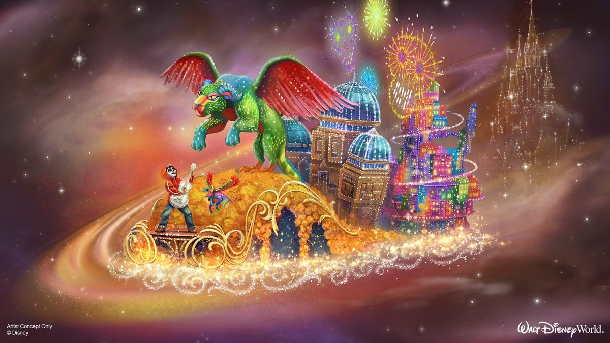Coco float in the Disney Starlight Dream the Night Away Parade