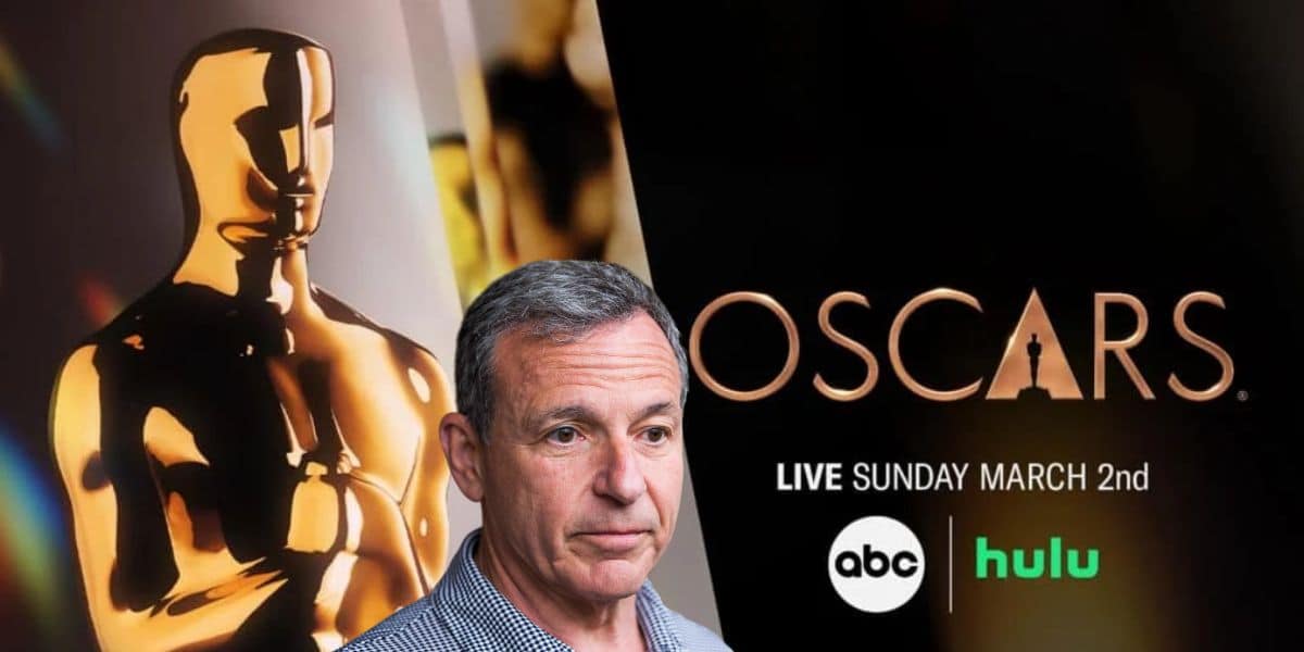 The promo image for the Oscars with Bob Iger in front