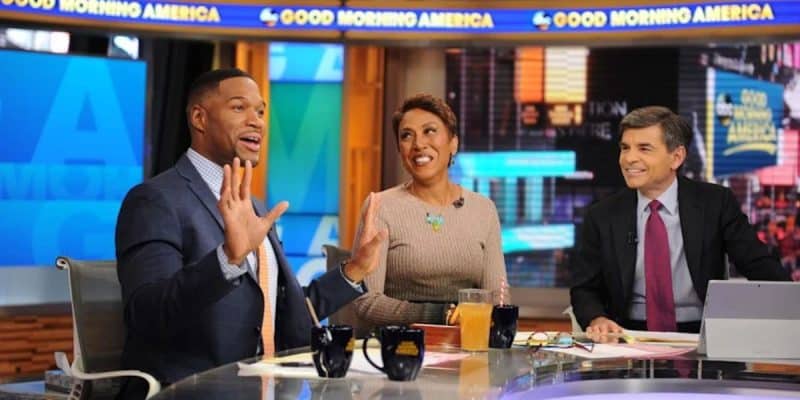 Michael Strahan, Robin Roberts, and George Stephanopoulos on Good Morning America