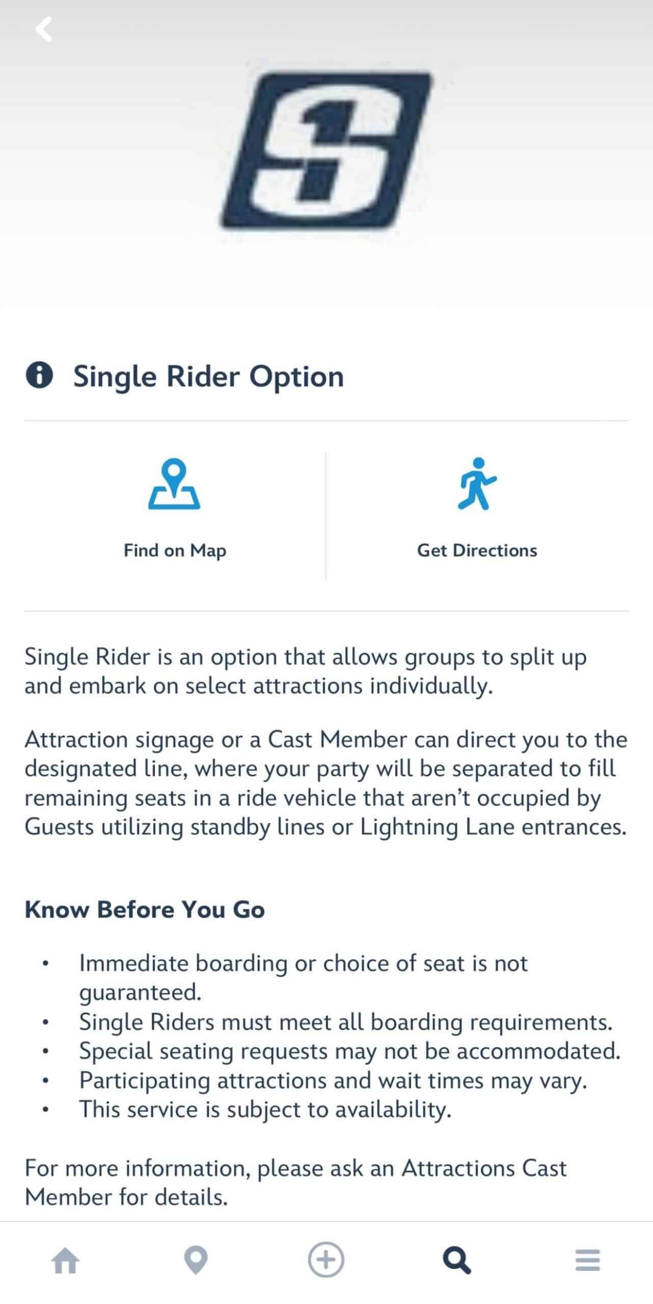 My Disney Experience Single Rider Information