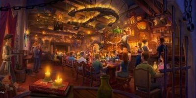 Concept art for the Pirates of the Caribbean Lounge at Magic Kingdom