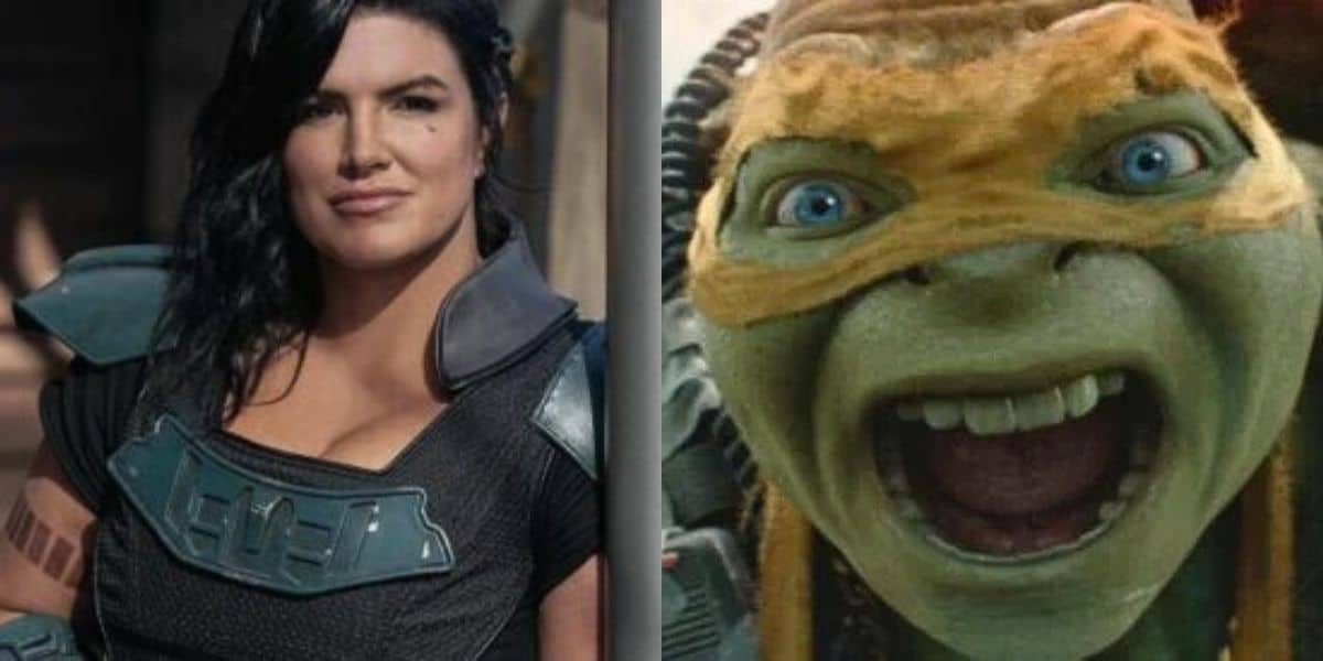 L to R: Gina Carano as Cara Dune in 'The Mandalorian, Michelangelo in 'Teenage Mutant Ninja Turtles: Out of the Shadows'