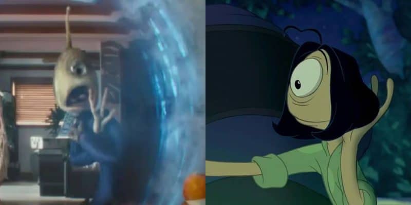 Pleakley in the live-action remake of 'Lilo & Stitch' (left), wearing a wig in the original animation (right)