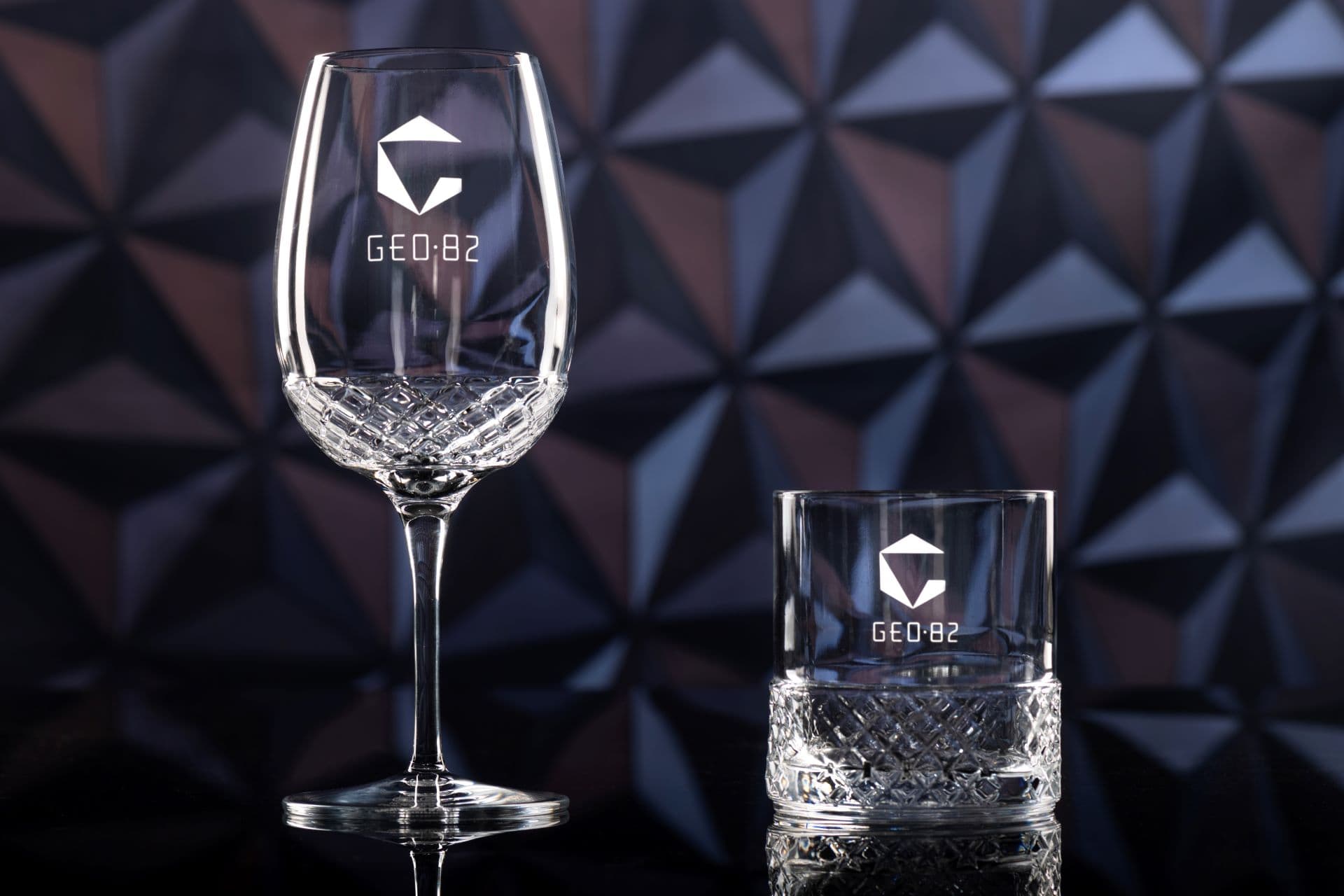 A wine and whiskey glass at GEO-82 in EPCOT