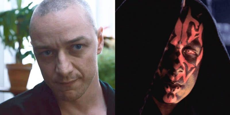 Split image: James McAvoy in 'Split'/Darth Maul in 'Star Wars'
