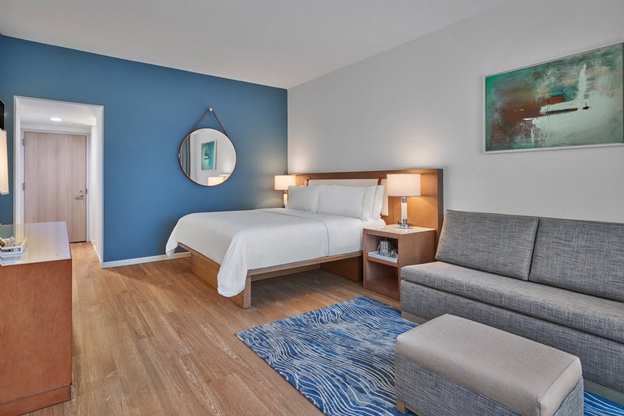 A renovated room at the Walt Disney World Swan hotel