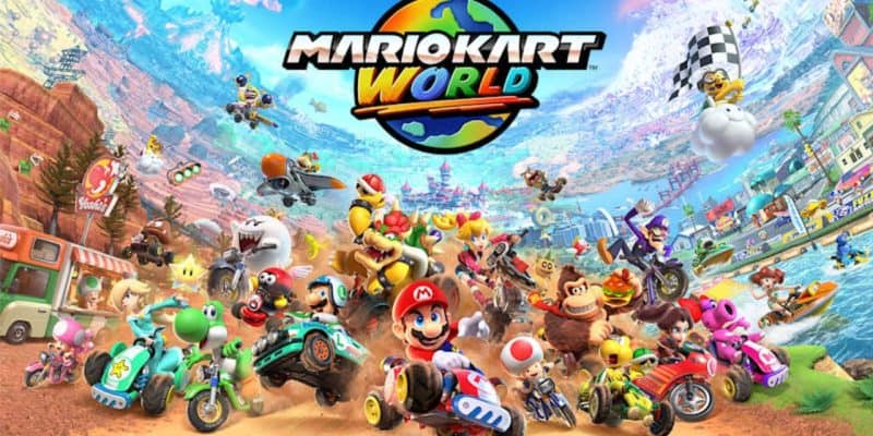 Mario Kart World image with all the characters