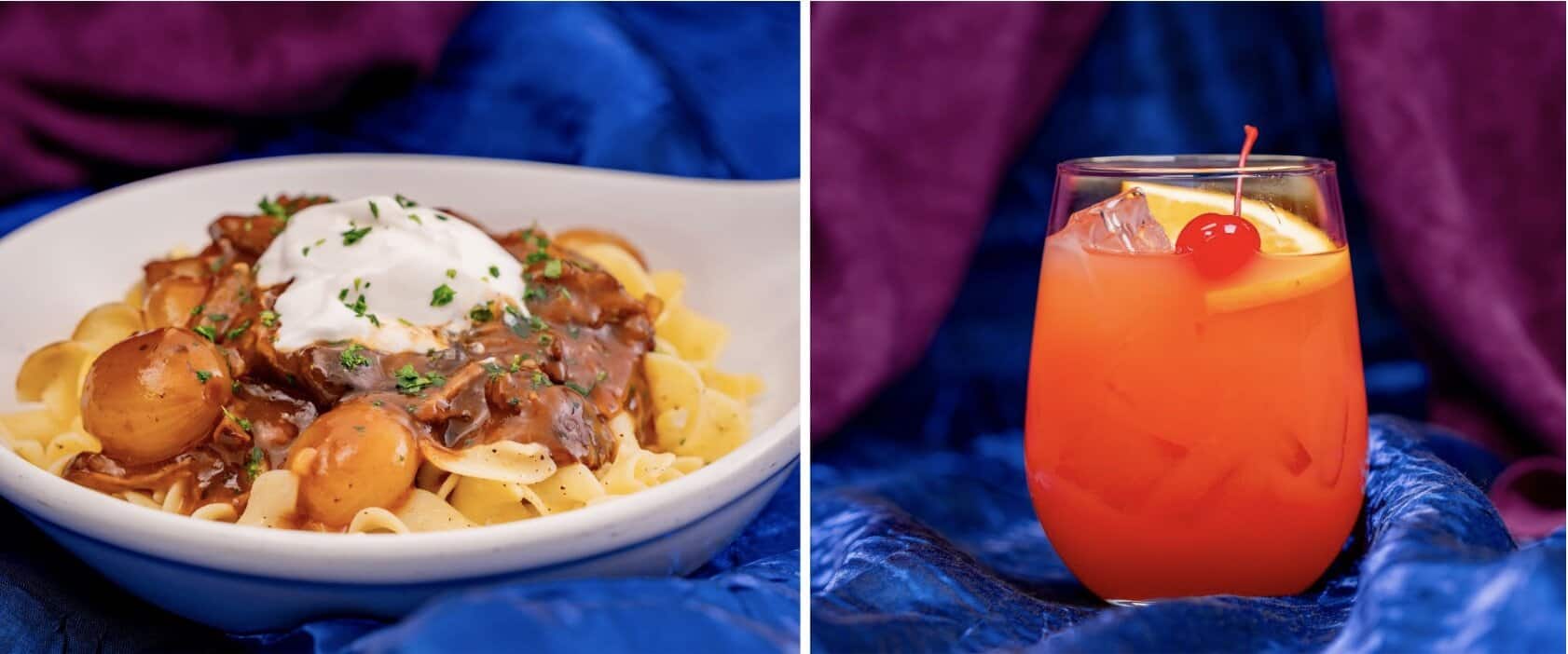 Beef Stroganoff and Tropical Rum Cocktail from Carnation Cafe