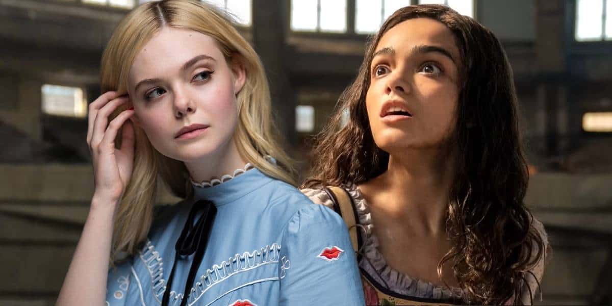 Elle Fanning and Rachel Zegler as Lucy Gray