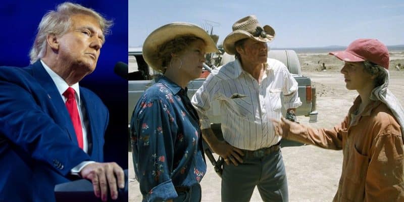 Split Image: (Left) Donald Trump, (Right) A scene from Holes