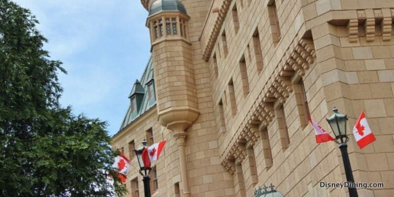 Canadian flags in the world showcase at EPCOT at Walt Disney World Resort as Canadians celebrated the 150th birthday of the country