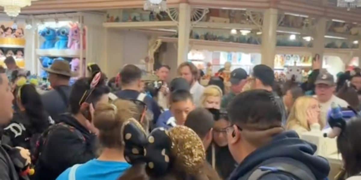 Crowds in The Emporium at Disneyland Park.