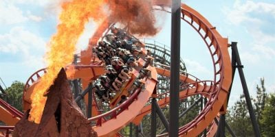 A roller coaster at Six Flags America