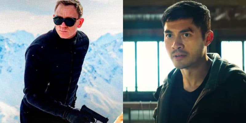 A split image: left, Daniel Craig as James Bond, right, Henry Golding in 'Snake Eyes'