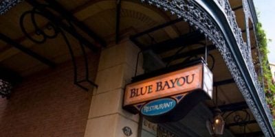 A sign reading "Blue Bayou Restaurant" at Disneyland Park
