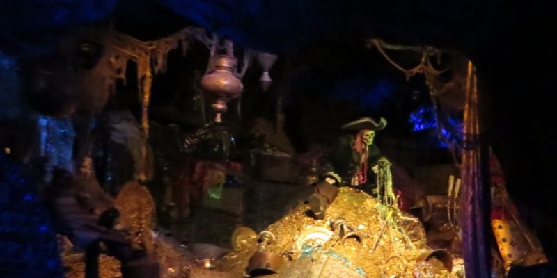 A pirate skeleton on Disneyland Resort's Pirates of the Caribbean ride.