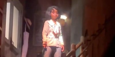 A broken Princess Tiana animatronic on Tiana's Bayou Adventure at Magic Kingdom