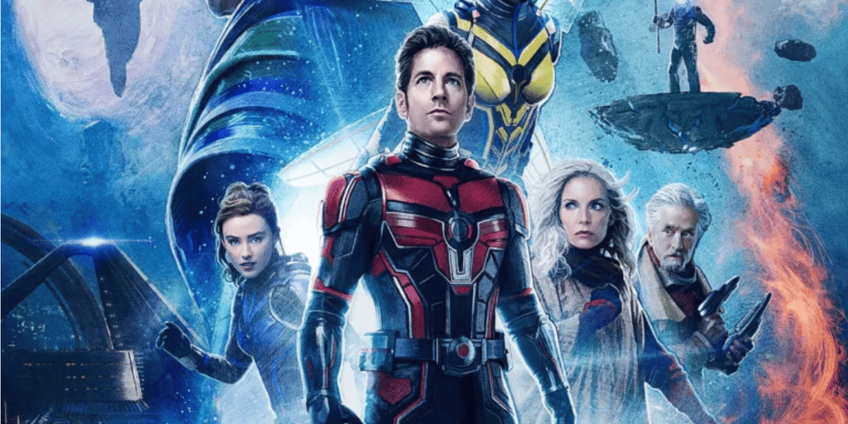 Five superheroes in colorful suits stand ready against a cosmic, swirling blue background, evoking the Fantastic Four’s spirit. Futuristic structures and floating debris hint at a Disney MCU-inspired sci-fi setting. They appear determined and prepared for battle.