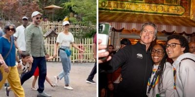 (Left) JD Vance at Disneyland, (Right) Gavin Newsom Disneyland