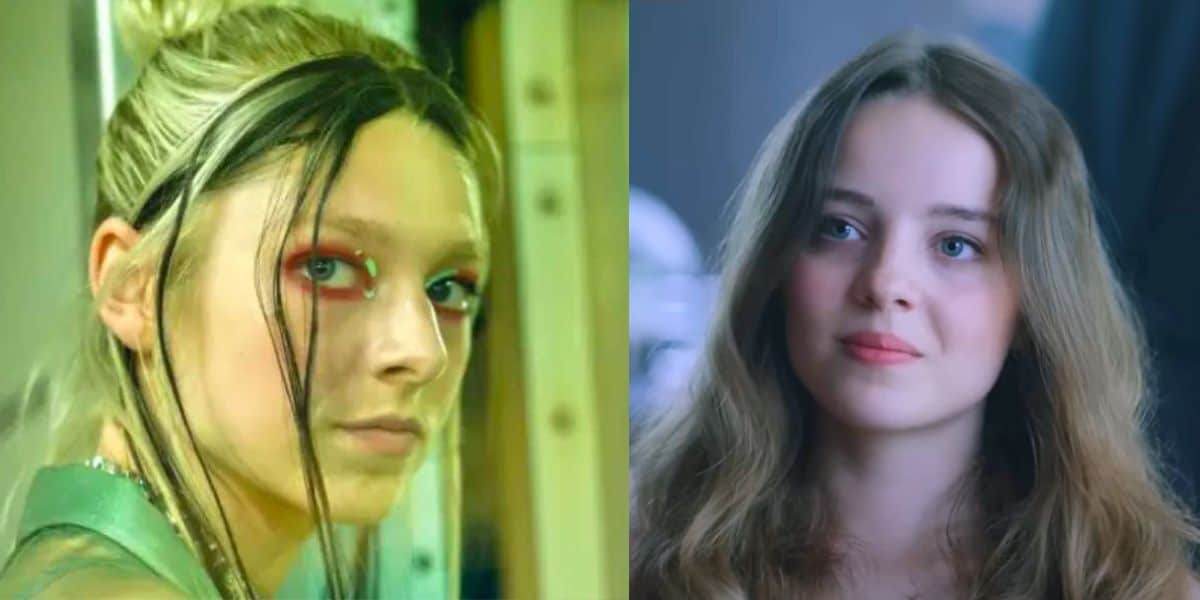 Split image: Hunter Schafer in 'Euphoria' on the left, and Bo Bragason in 'The Radleys' on the right