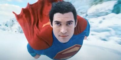 David Corenswet's Superman flying