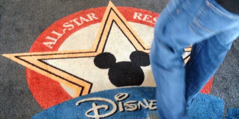 A guest entering the All-Star resort at Disney World