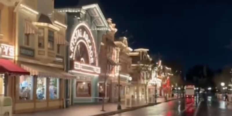 Main Street, U.S.A., at Disneyland at night, as filmed by the Disney cast member who was fired.