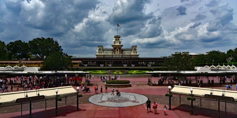 View of light crowds at the entrance to Magic Kingdom Park, where a Disney World Security Incident took place.