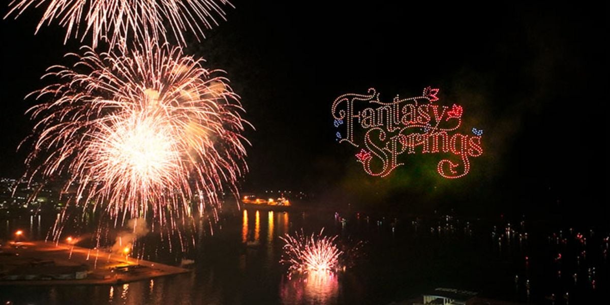The "Magic in the Air" drone show inspired by Tokyo DisneySea's Fantasy Springs port